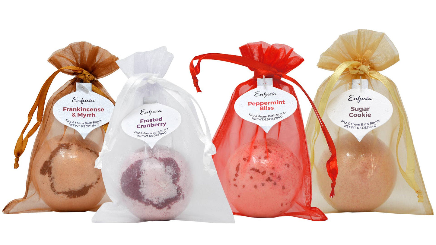 Frosted Cranberry Handmade Bath Bomb 6.5oz Christmas 2025
