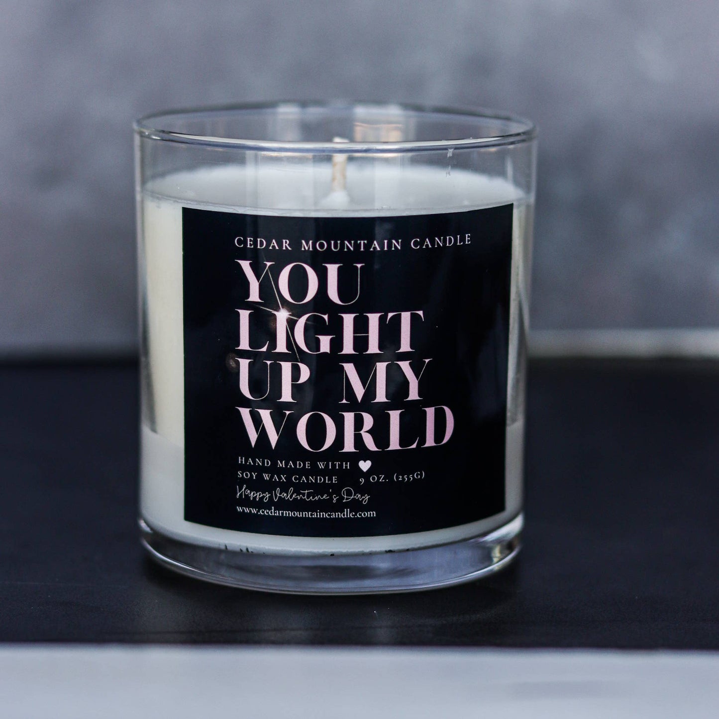You Light Up My World - Valentine's Day Soy Candle 9 oz Jar: Rose gold lid / Lavender & Sweet Lemon