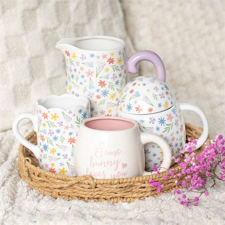 Spring Floral Print Scalloped Mug