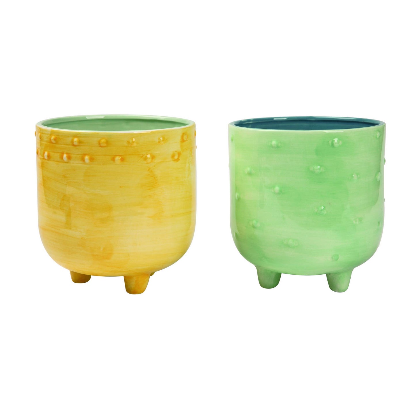 Transpac Lg Dol Footed Patterned Planter w/Draina Spring