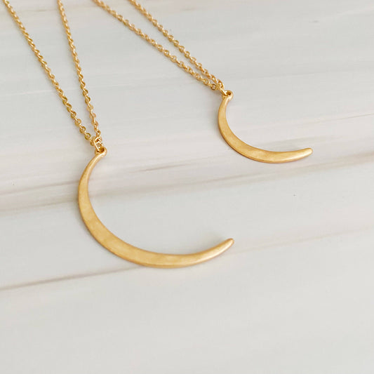 Crescent Duo Necklace Set Of 2: Gold