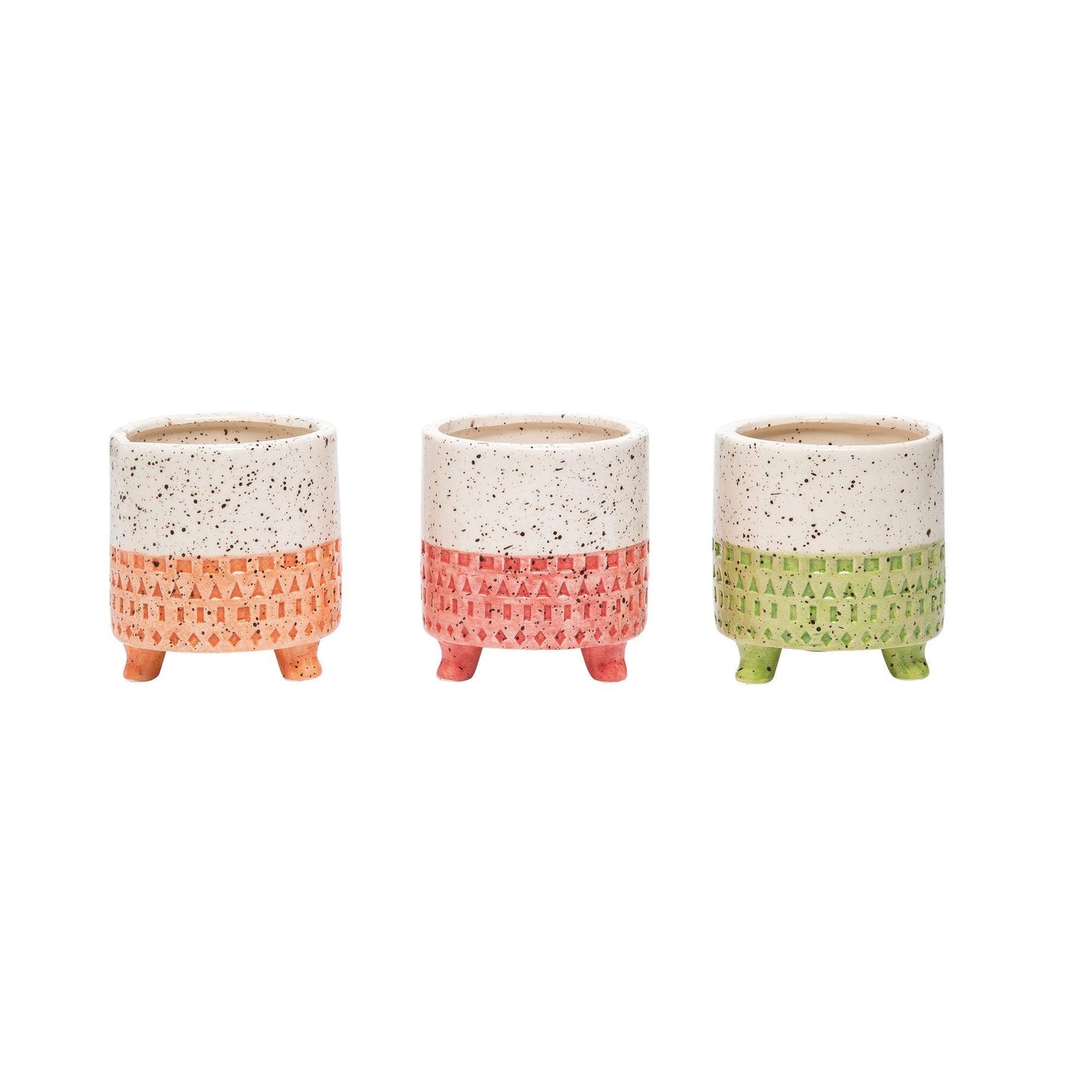 Transpac Dol Speckled Footed Planter Set 3 Spring Home Décor