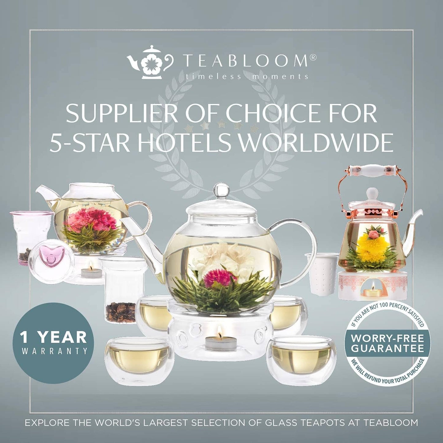 Celebration Glass Teapot with Two Blooming Teas (40 oz)