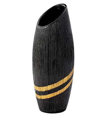 Vase, Black with Gold Strips Item # 22426 Confirm