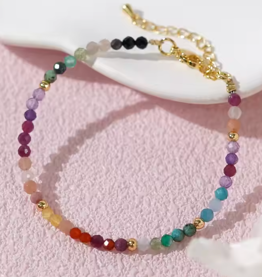 Rainbow Crystal Beaded Bracelet