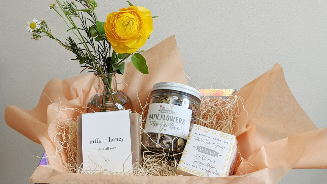 Gift basket creation through Wild Flower in Hastings-on-Hudson New York. Choose a selection of premium goods for your loved one