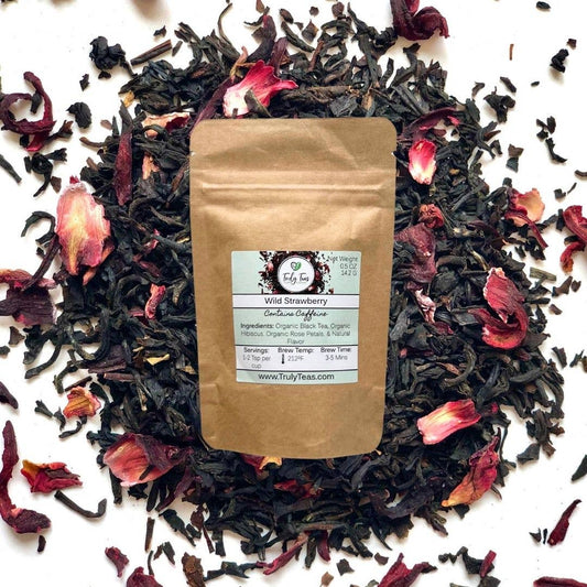 Wild Strawberry Black Tea – Fruity Loose Leaf Blend: 0.5 oz Loose