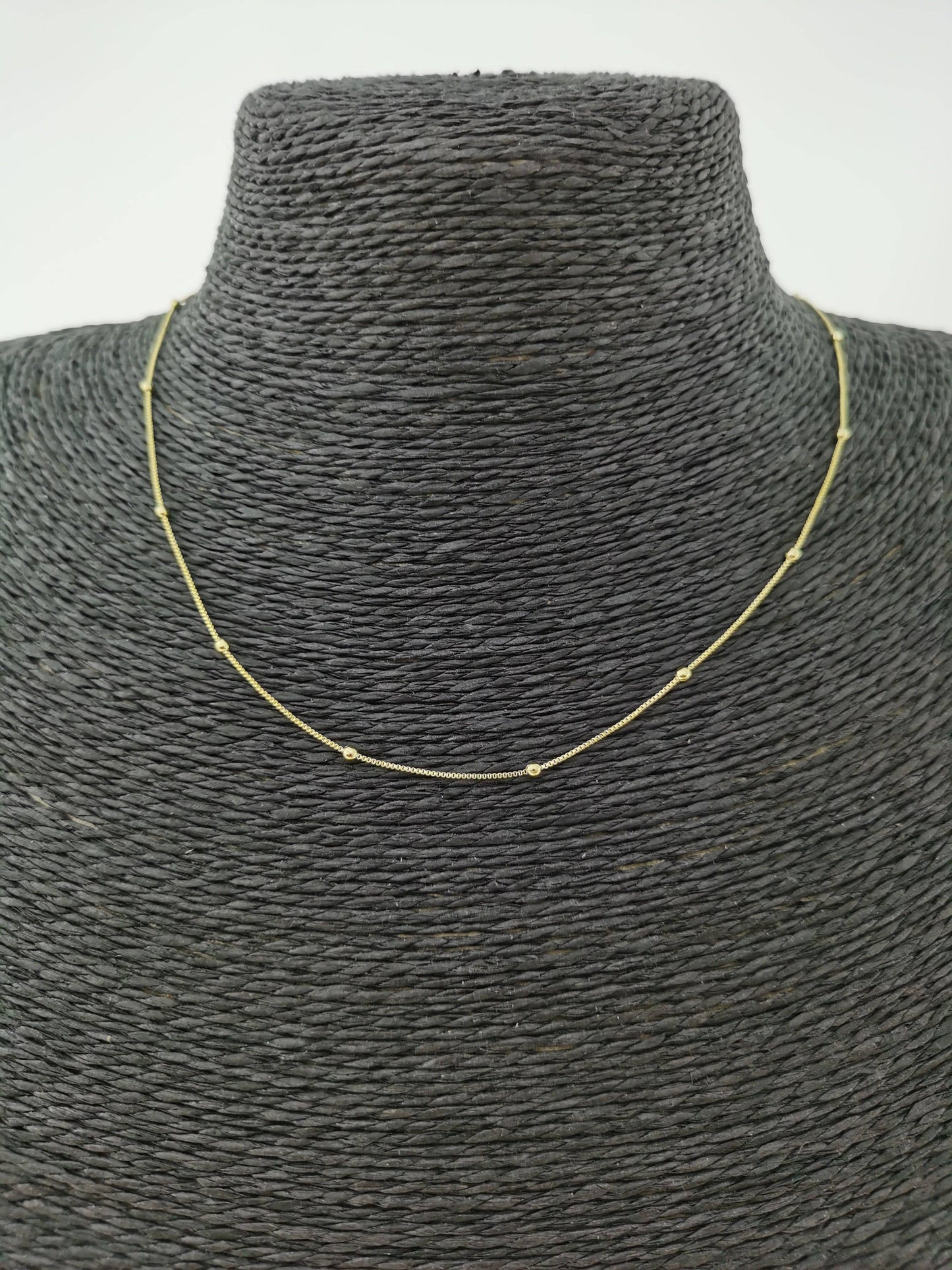 14K 17.5 Inch Gold Filled Ball Beads on Box Necklace Chain for Jewelry Necklace Making, 17 1/2 x 1/16 x 1/16 Inches, CN-232