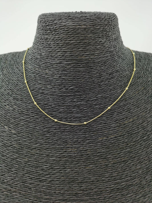 14K 17.5 Inch Gold Filled Ball Beads on Box Necklace Chain for Jewelry Necklace Making, 17 1/2 x 1/16 x 1/16 Inches, CN-232