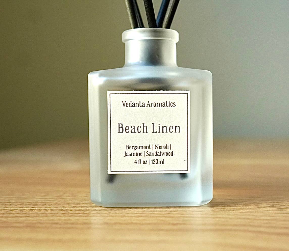 Beach Linen - Cotton, Jasmin, Sandalwood Reed Diffuser 4oz