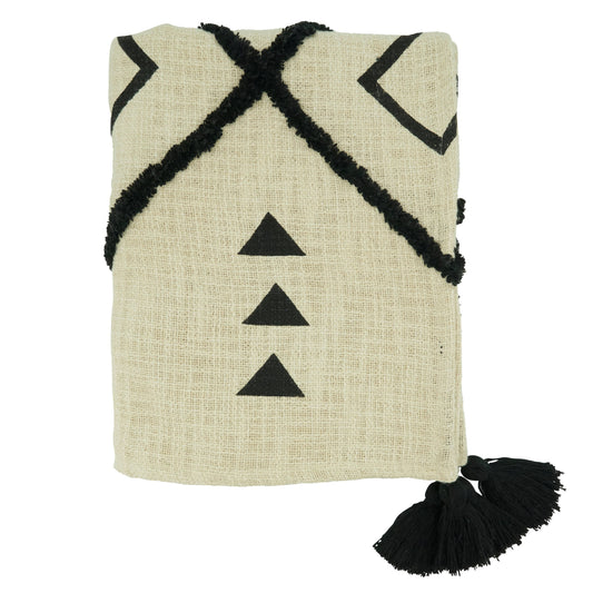 Diamond Tufted Throw: Black/White / 50"x60"