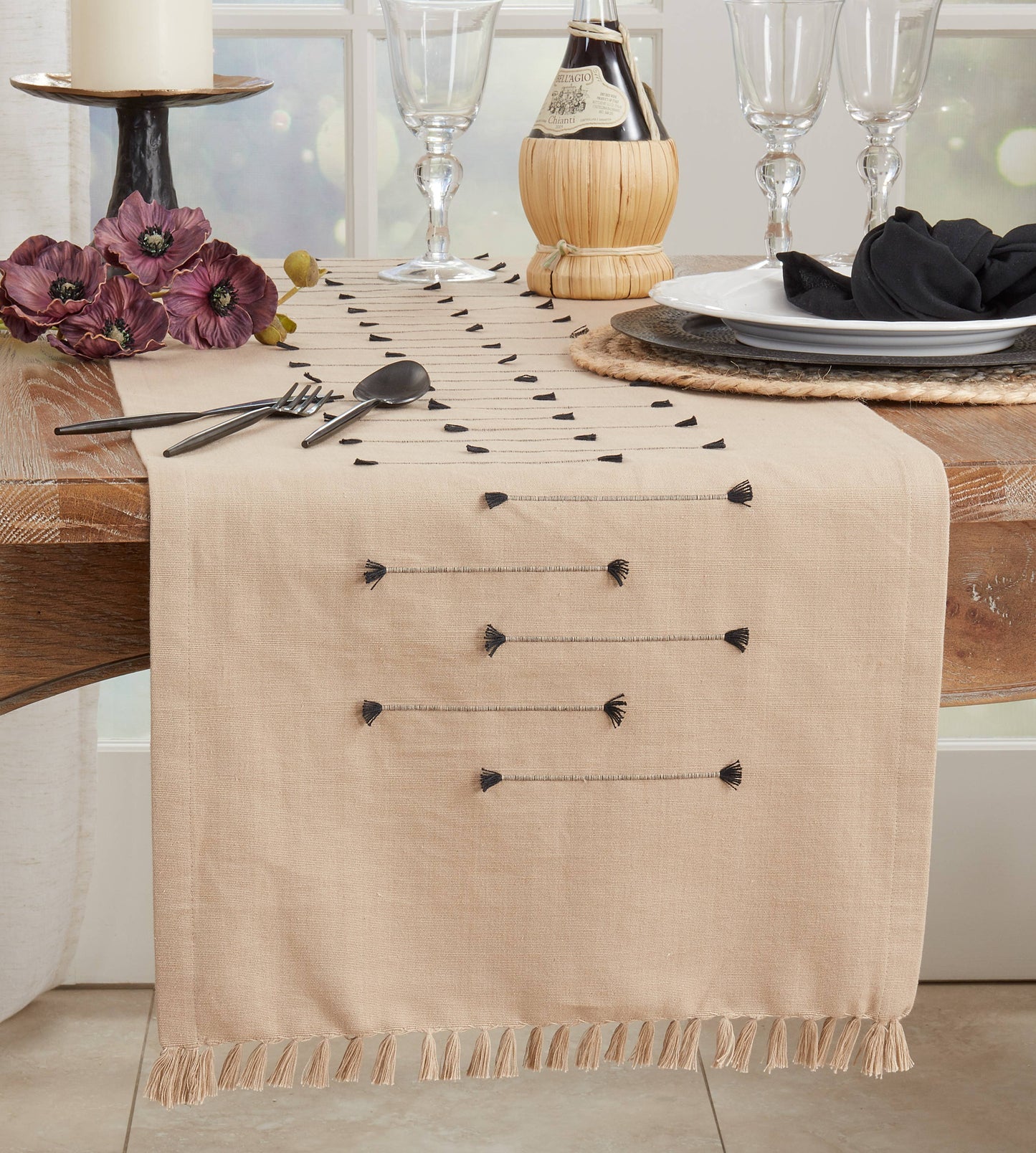 Fringe Line Runner: Natural / 16"x72"
