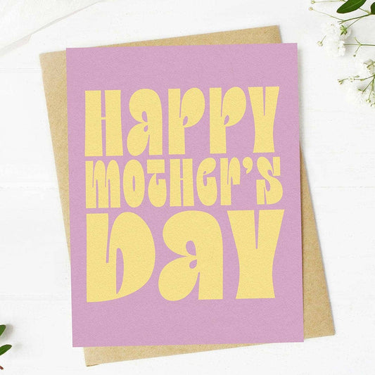 Happy Mother's Day Yellow Text Greeting Card