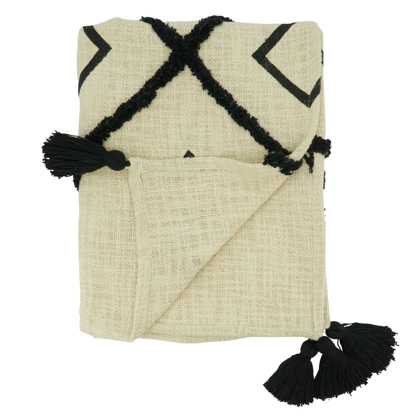 Diamond Tufted Throw: Black/White / 50"x60"