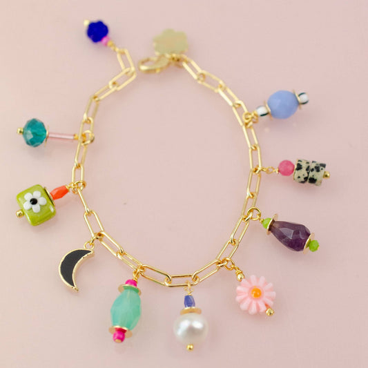 Colorful Pearl Charm Bracelet
