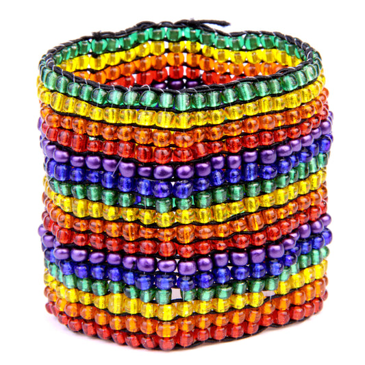 Pride Rainbow stripes stretch bracelet medium 7 inches