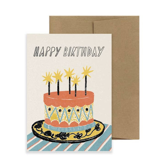 Folk Birthday Cake Card