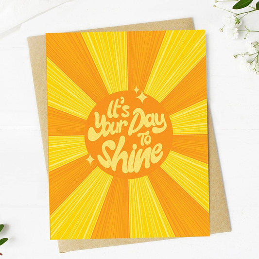 "It's your day to shine" Sunshine Groovy Text Birthday Card