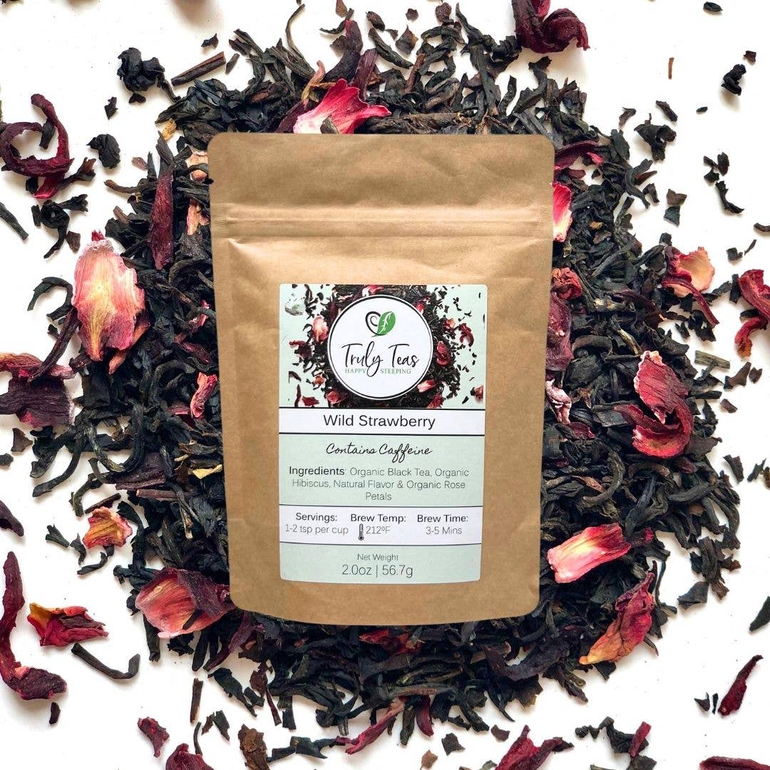 Wild Strawberry Black Tea – Fruity Loose Leaf Blend: 0.5 oz Loose
