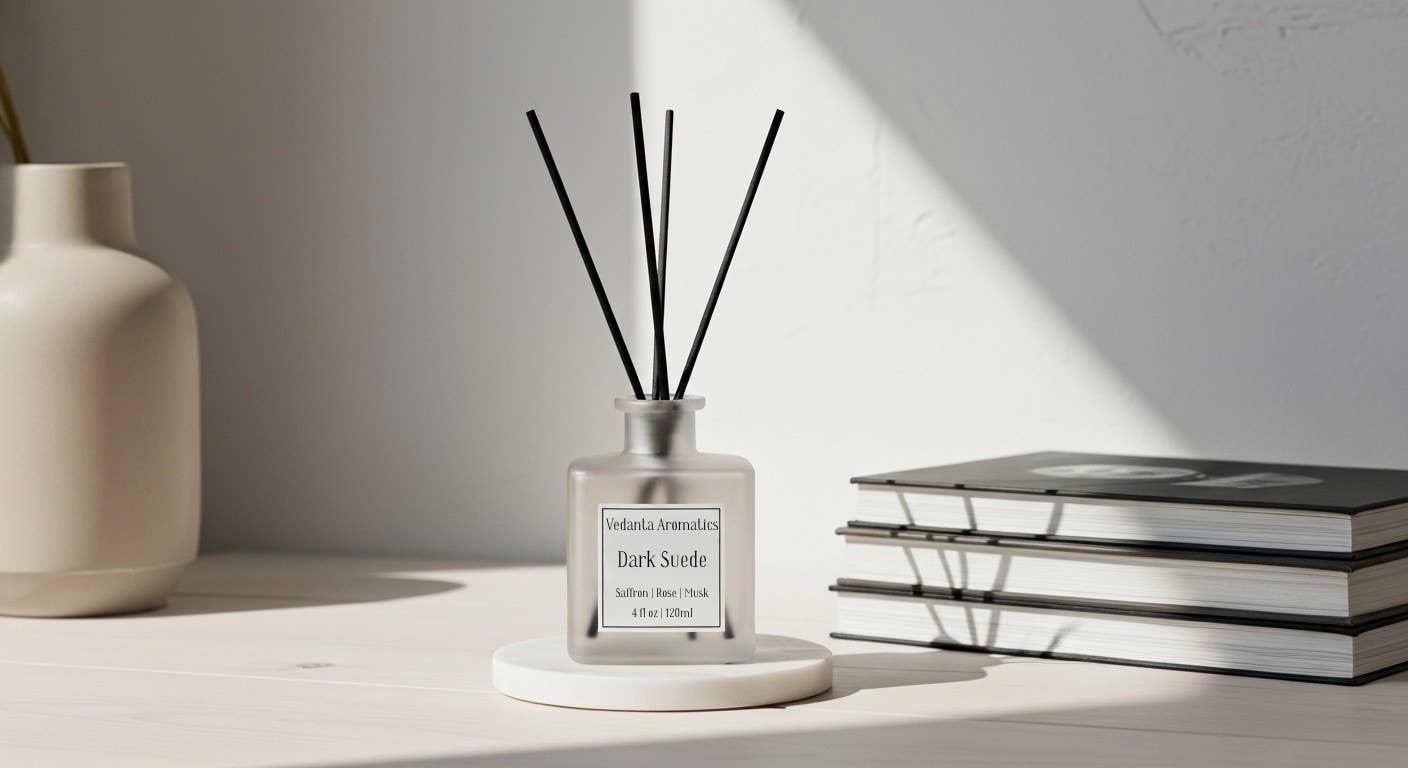 Dark Suede - Rose, Jasmin, Saffron Reed Diffuser 4 oz