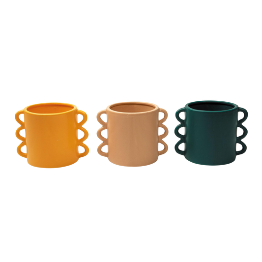 Transpac Dol Retro Mod Planter Set of 3 Spring Home Décor