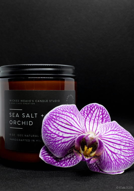Sea Salt & Orchid Soy Wax Candle (4 Size Options): 8 oz Jar Candle