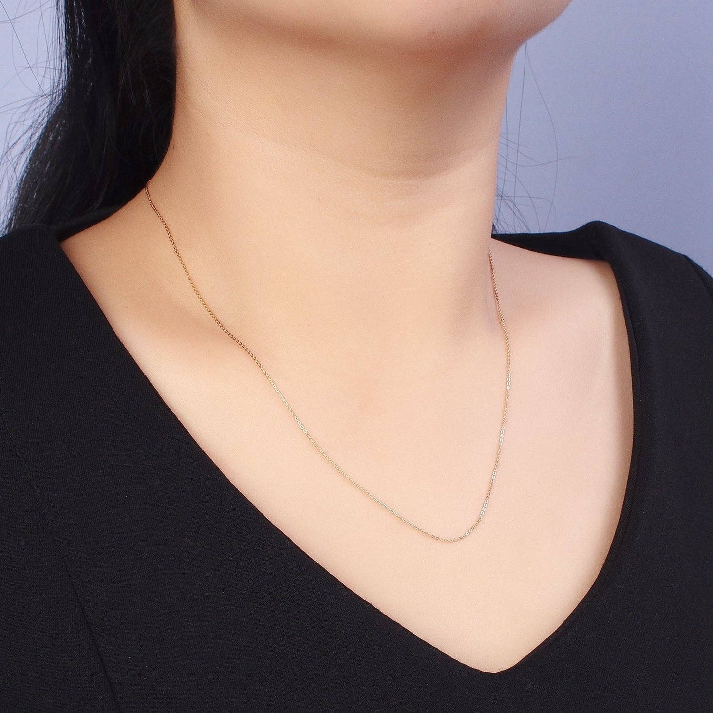 19.5''Ready to Use 18K Gold Filled Thin Rolo Chain Necklace