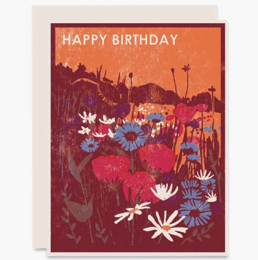 Happy Birthday card wildflower meadow print